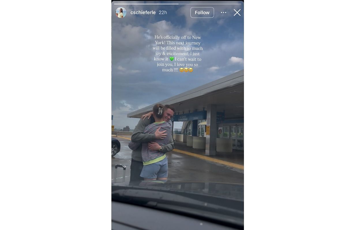 Brady Cook’s fiancée Carli Schieferle gets emotional as Jets rookie QB heads to New York for OTAs, Instagram